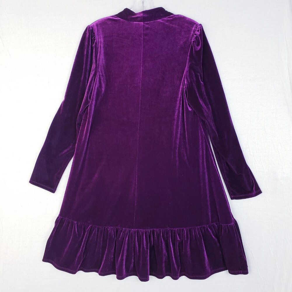 Taylor Velvet Trapeze Dress Purple Ruffled Whimsigoth Victorian Boho size 12 - Picture 7 of 14